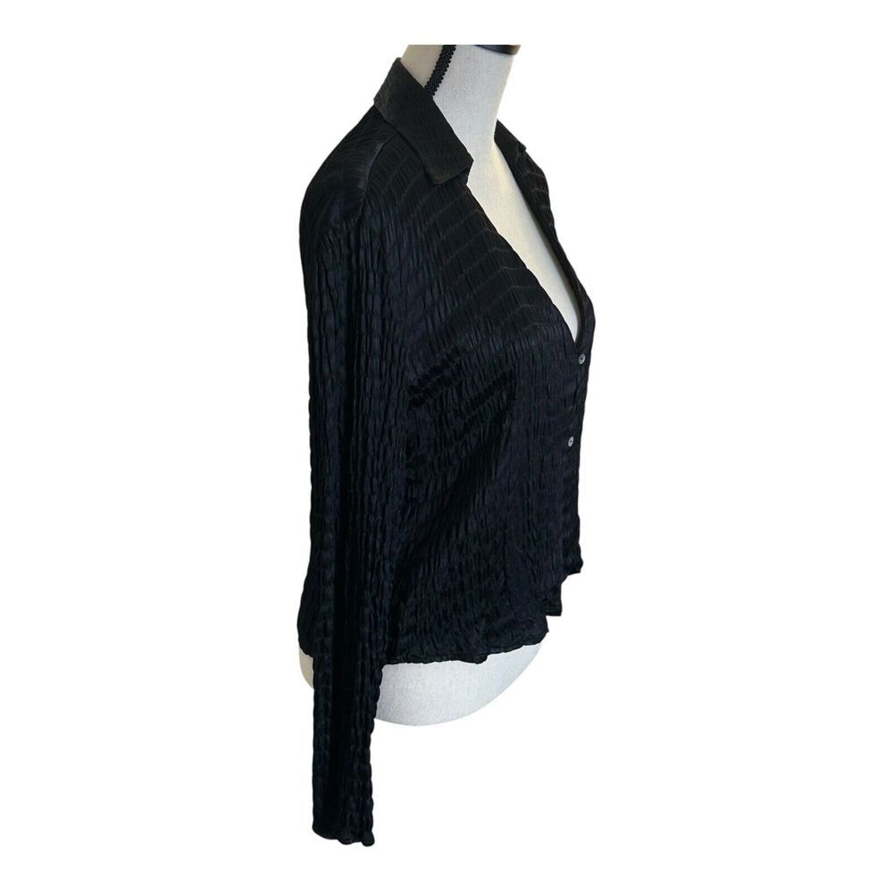 Zara Black Basic Satin Effect Button Down Loose‎ … - image 5